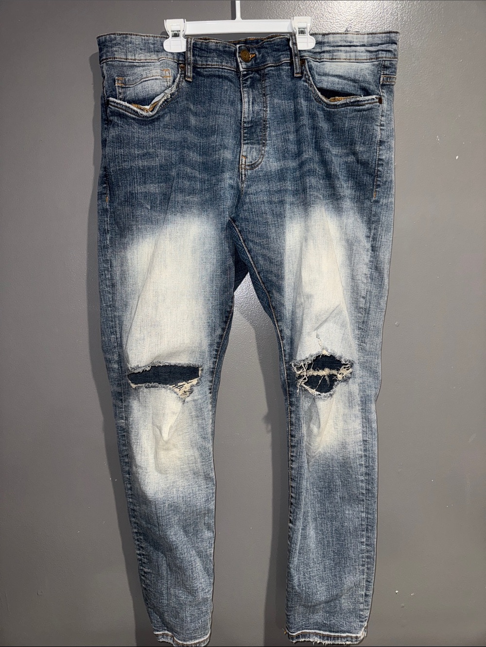 Jordan Craig Distressed Light Blue Straight Jeans